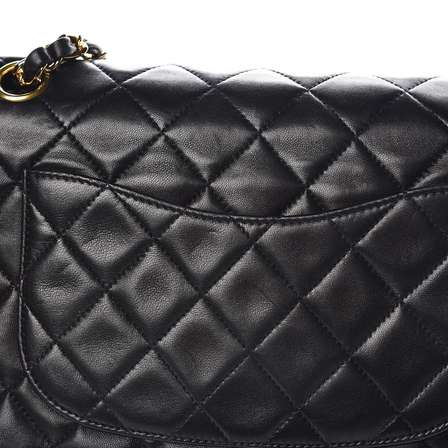 Lambskin Quilted Medium Double Flap Black