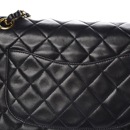 Chanel Lambskin Quilted Medium Double Flap Black 14 of 15