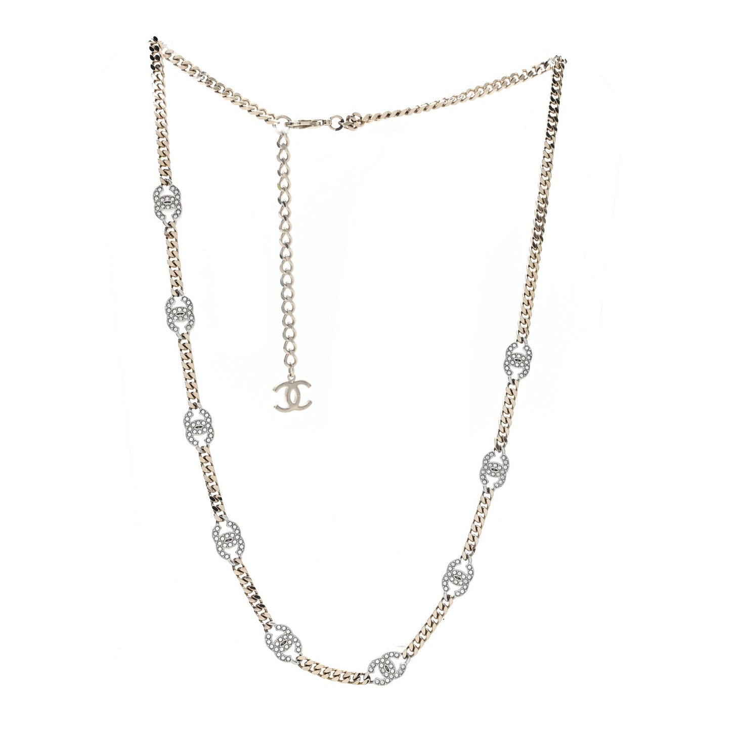 Crystal Chain CC Link Choker Gold Silver