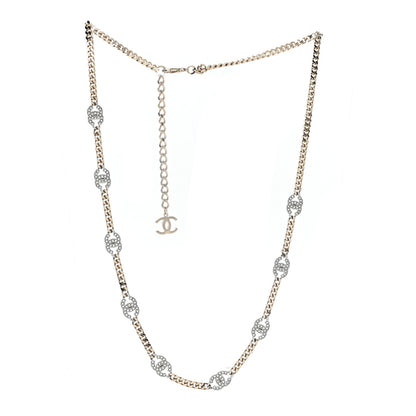 Chanel Crystal Chain CC Link Choker Gold Silver 3 of 5
