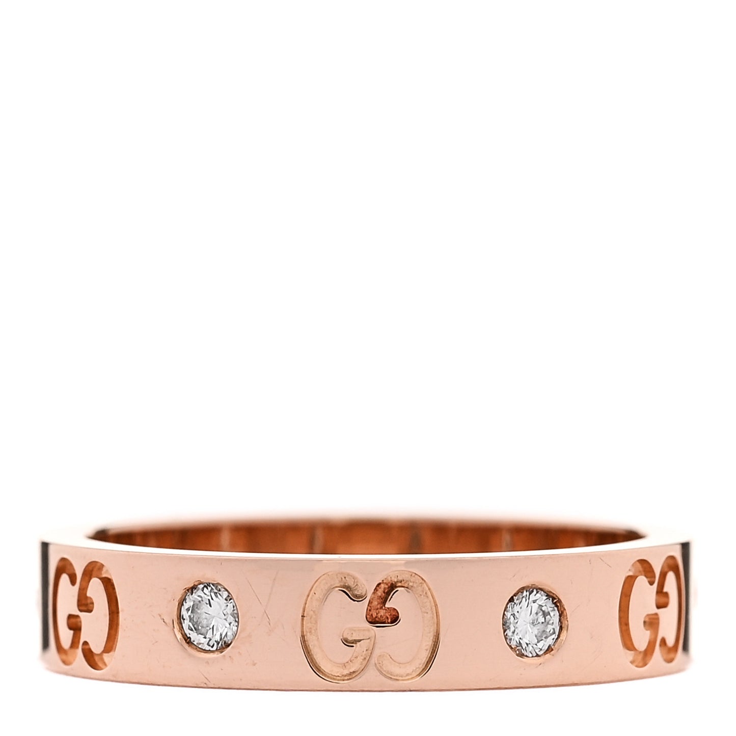 18K Rose Gold Diamond Icon Band Ring 54 6.75