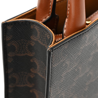 Celine Triomphe Canvas Calfskin Mini Vertical Cabas Tan 12 of 13