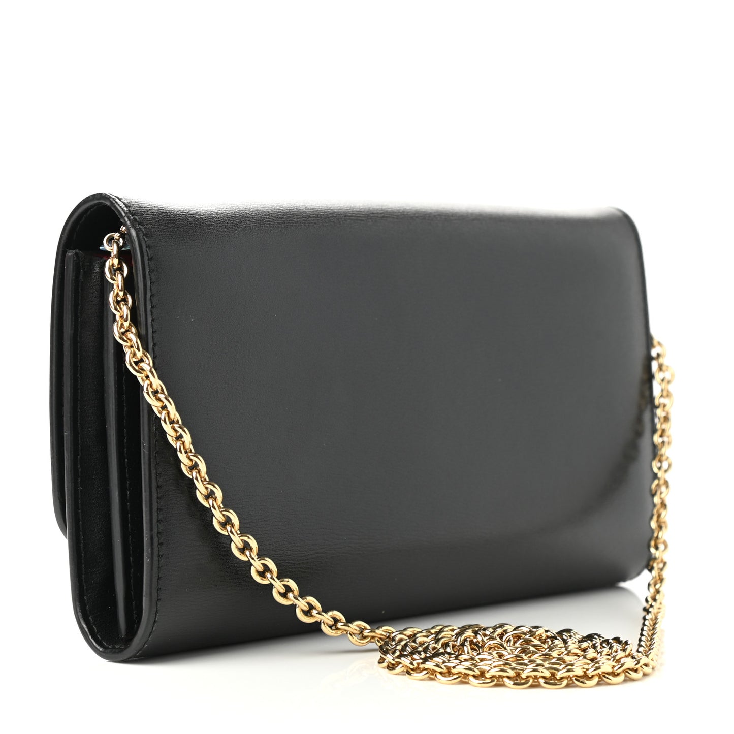 Calfskin City Wallet On Chain Black Lipstick