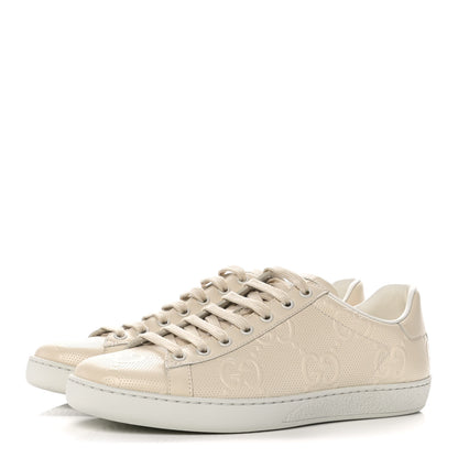 Gucci Calfskin GG Tennis Embossed Womens Ace Sneakers 39 Mystic White 3 of 10