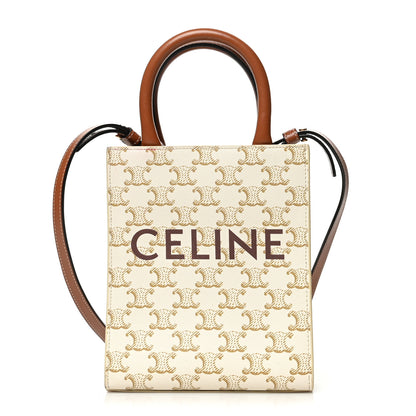 Celine Triomphe Canvas Calfskin Mini Vertical Cabas White 1 of 6