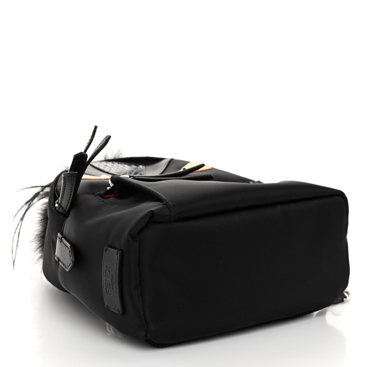 Nylon Vitello Dolce Goat Fox Fur Crocodile Monster Eyes Mini Backpack Black Sunflower