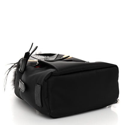 Fendi Nylon Vitello Dolce Goat Fox Fur Crocodile Monster Eyes Mini Backpack Black Sunflower 4 of 10