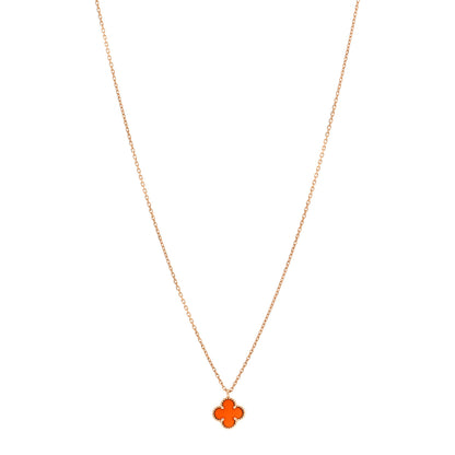 Van Cleef & Arpels 18K Rose Gold Carnelian Sweet Alhambra Pendant Necklace 1 of 6