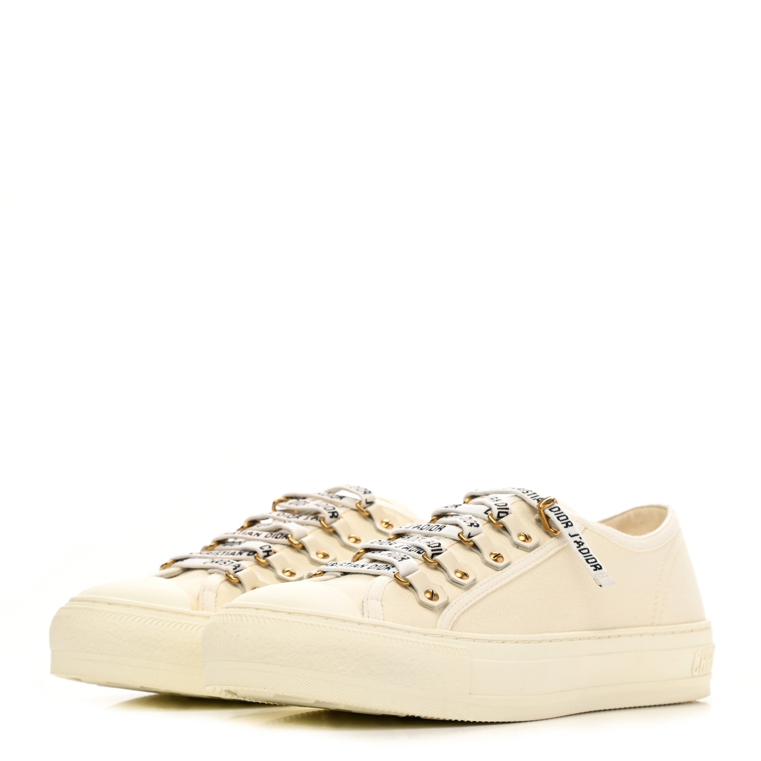 Christian Dior Canvas Walk 'N' Dior Low Top Sneakers 39 Milk 3 of 8