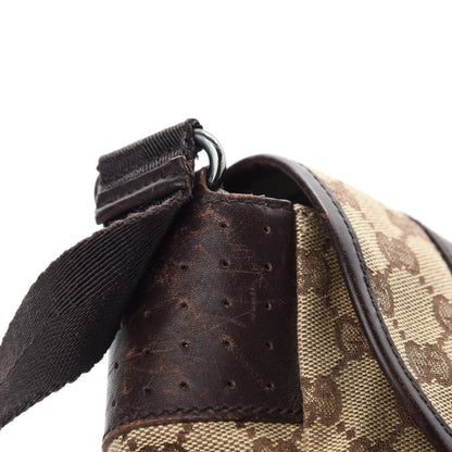 Gucci Monogram Small Double Buckle Flap Messenger Bag Beige Dark Brown 9 of 13