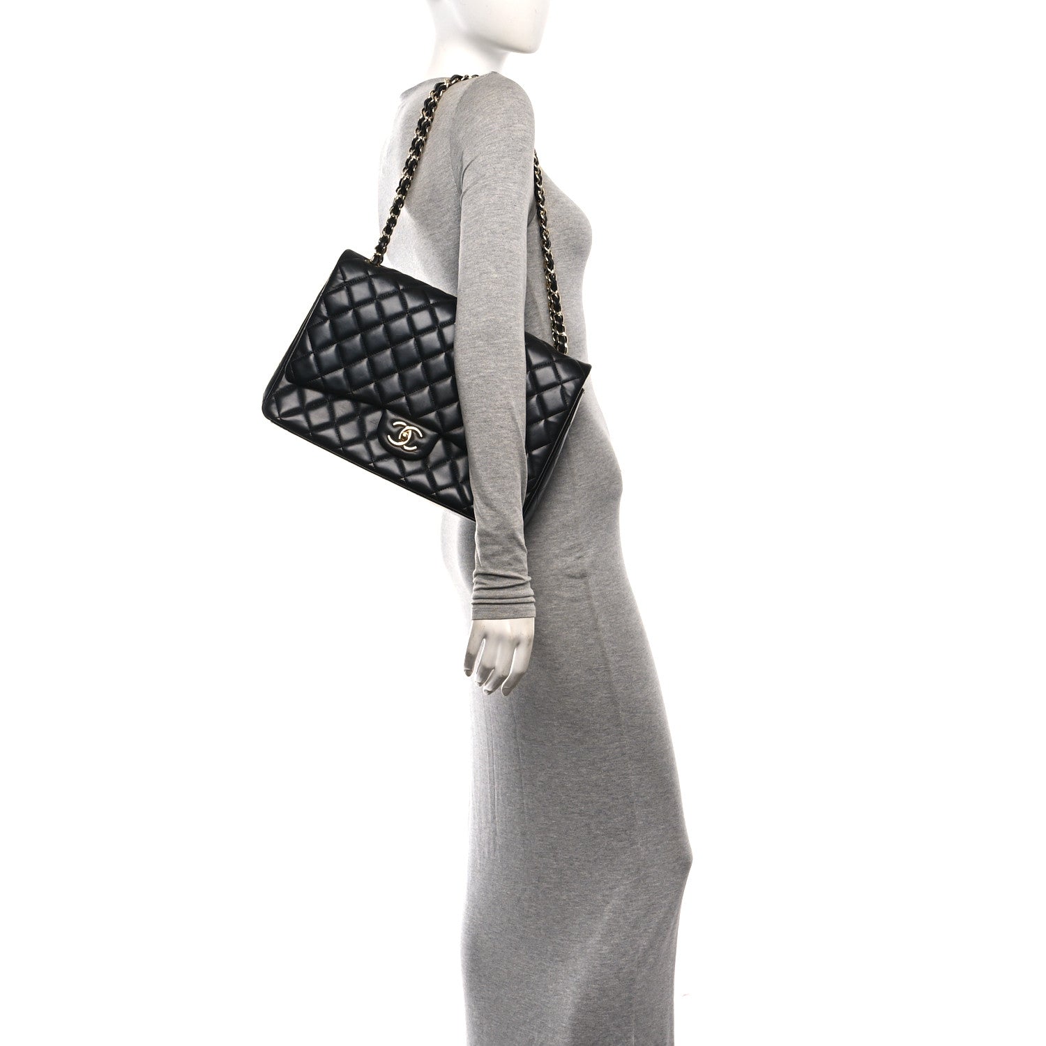 Chanel Lambskin Quilted Maxi Double Flap Black 2 of 13