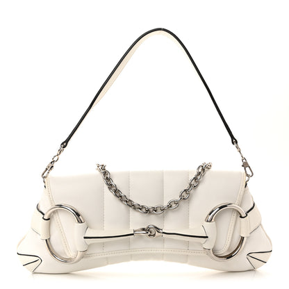 Gucci Nappa Vertical Matelasse Medium Maxi Horsebit Chain Shoulder Bag Mystic White 1 of 10