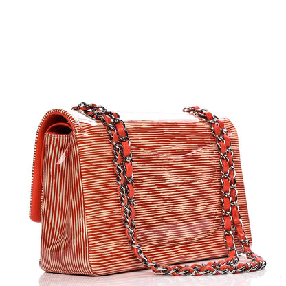 Chanel Patent Calfskin Striped Medium Double Flap Red 3 of 7