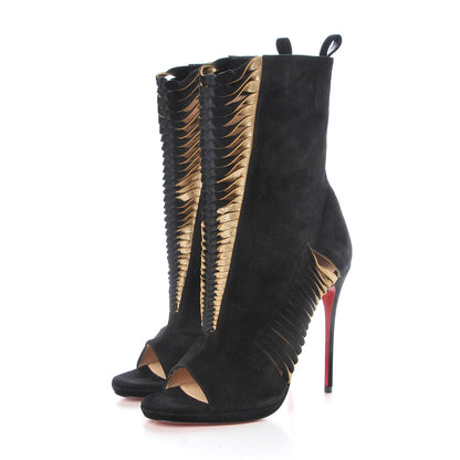 Christian Louboutin Veau Velours Nappa Miss Circus 120 Peep Toe Boots 38 Black 3 of 8