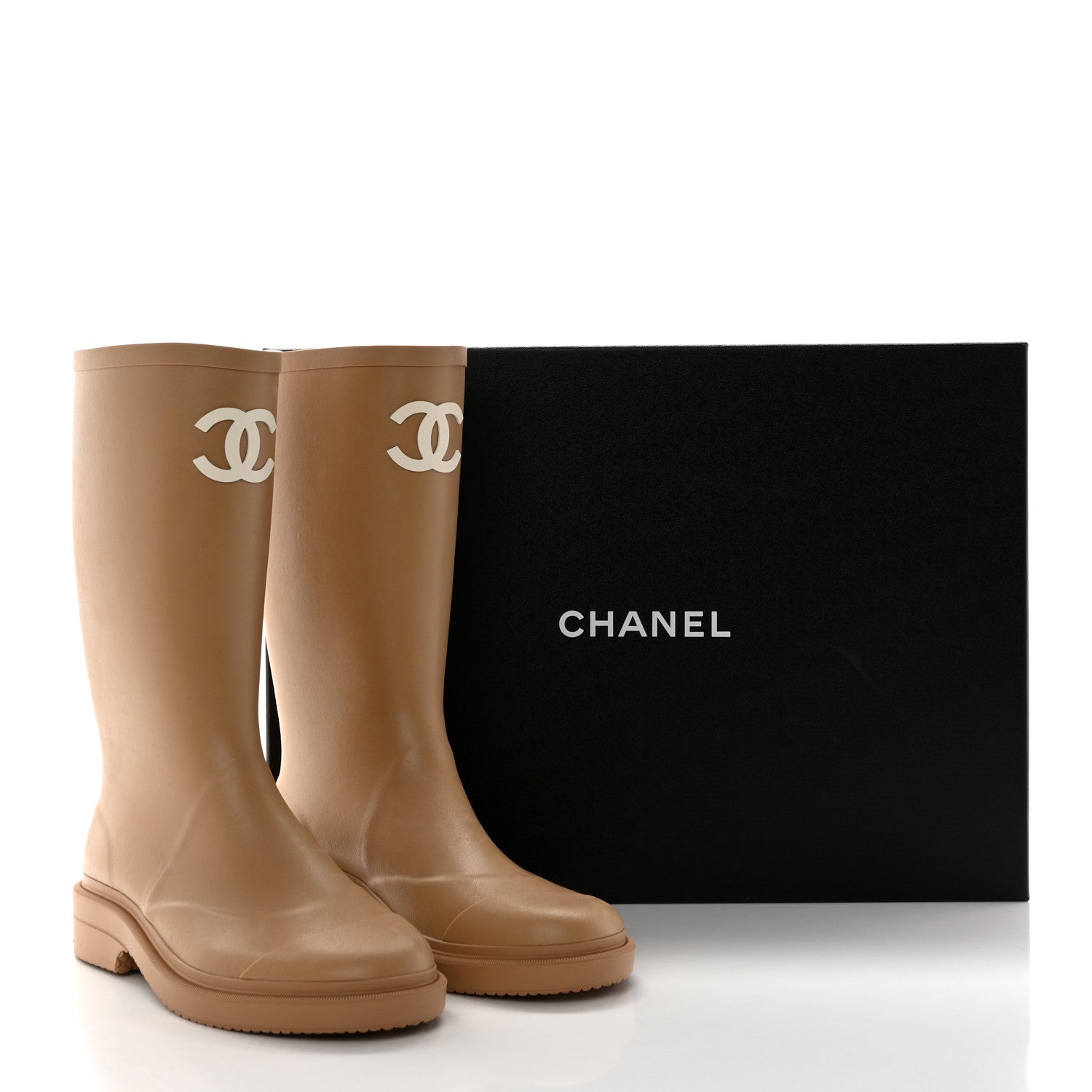 Chanel Caoutchouk CC High Boots 39 Beige 13 of 13