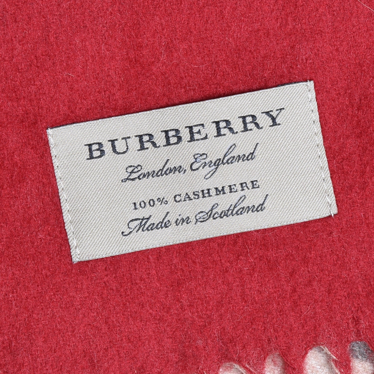 Burberry Cashmere Giant Check Fringe Scarf Camel Parade Red 4 of 5