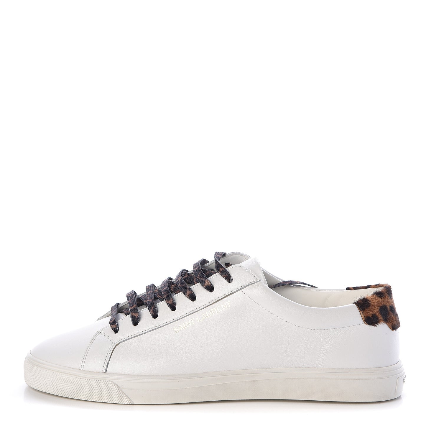 Calfskin Leopard Print Andy Low Top Sneakers 40.5 White
