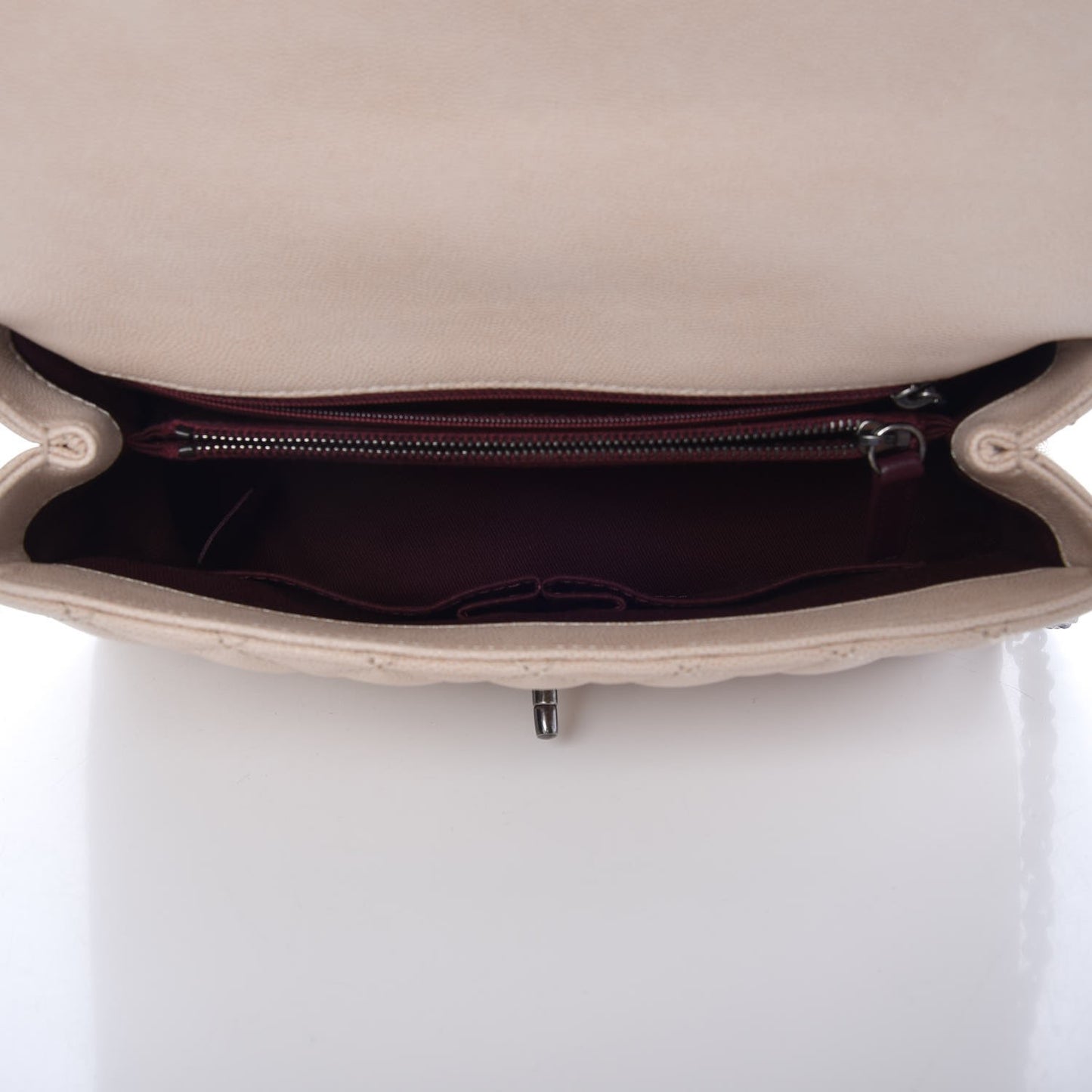 Caviar Quilted Small Coco Handle Flap Light Beige