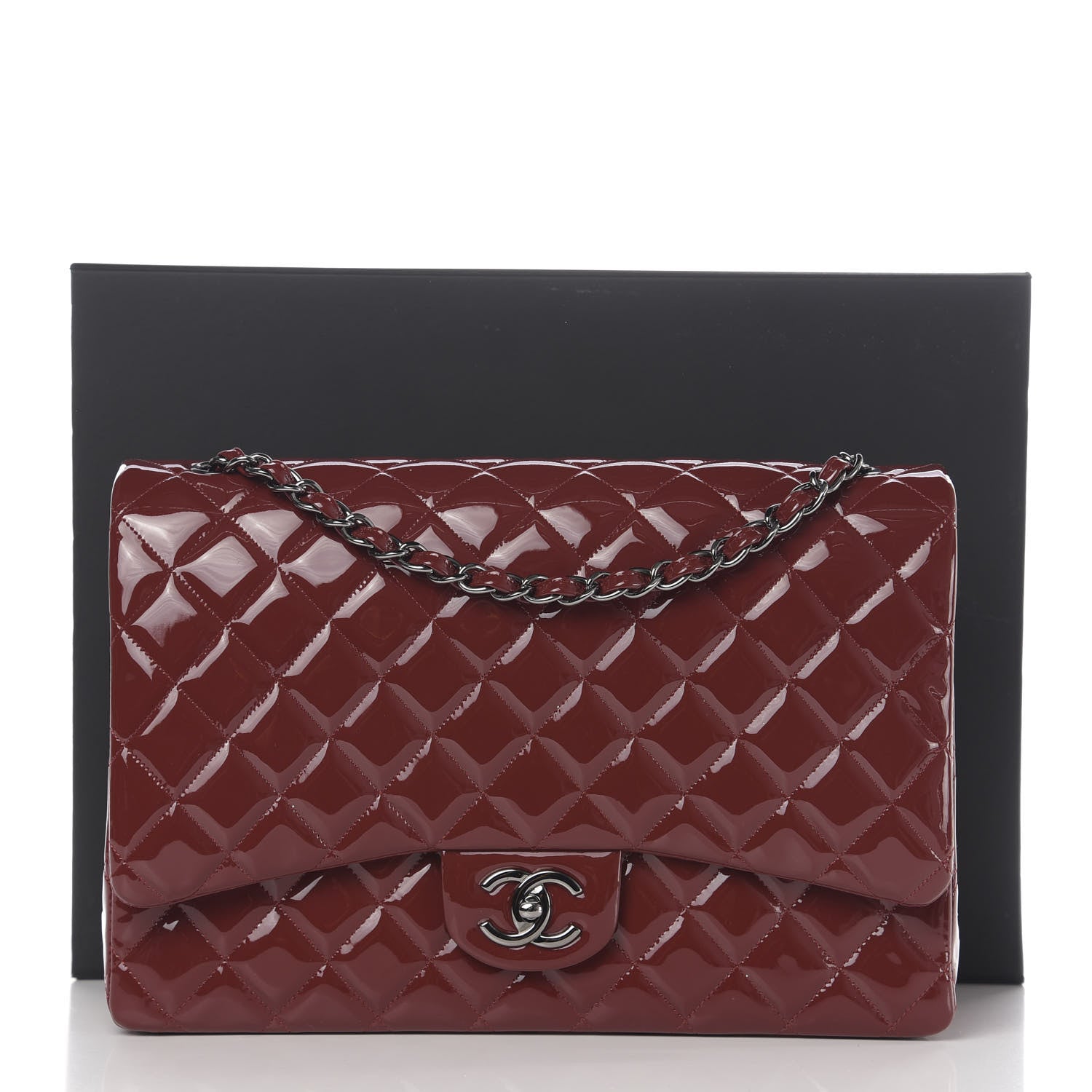 Chanel Patent Quilted Maxi Double Flap Red 12 of 12