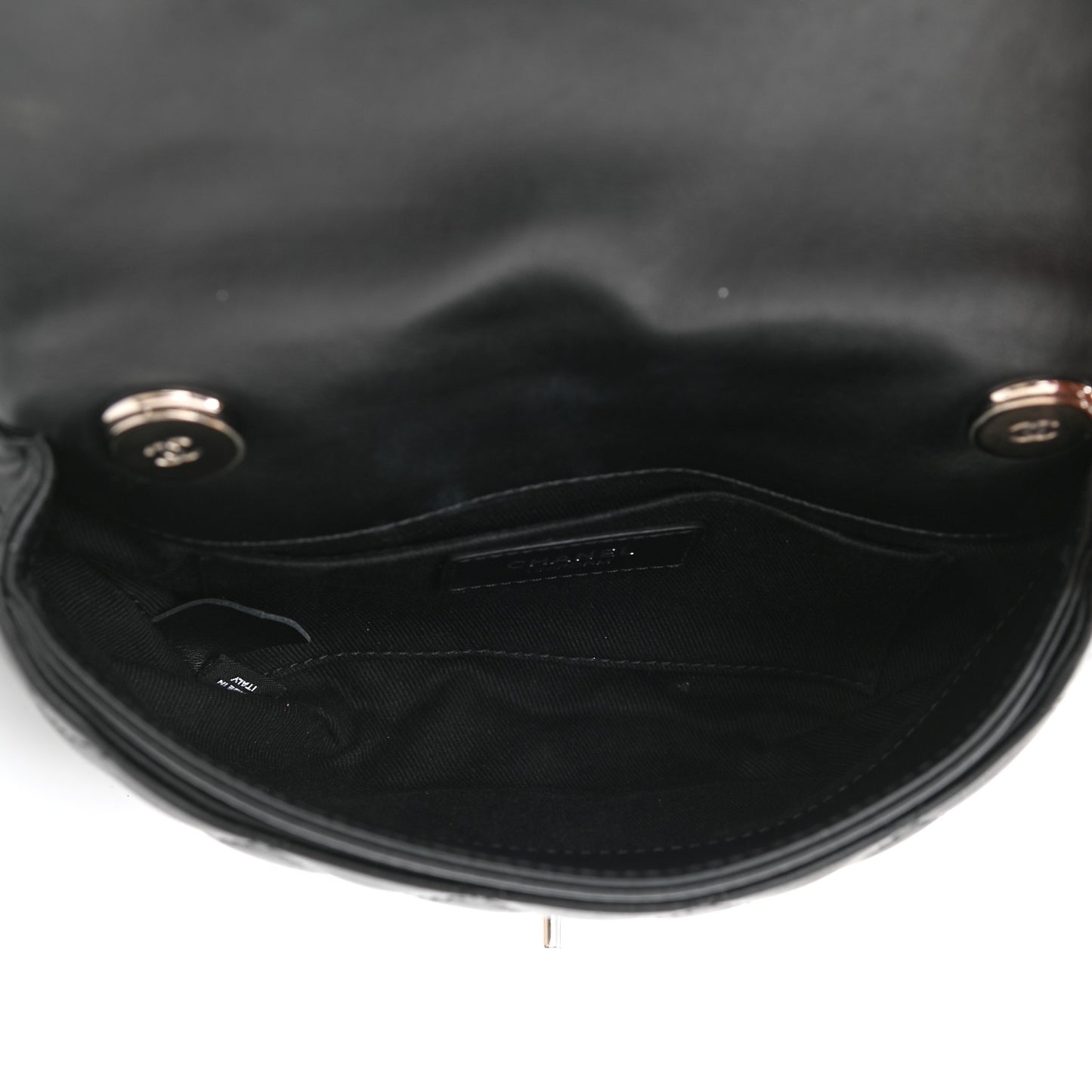 Calfskin Quilted CC Uniform Flap Belt Bag Black