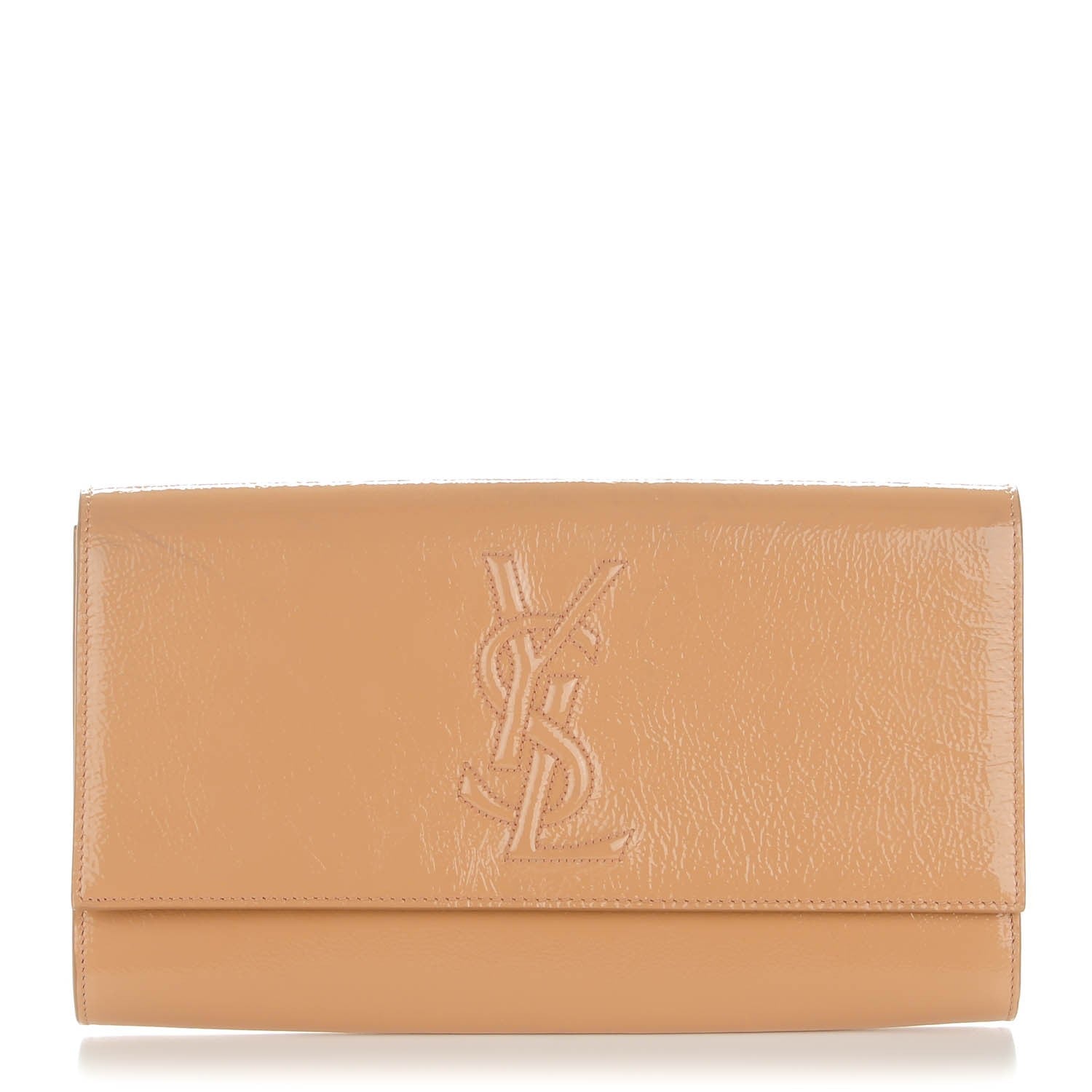Saint Laurent Patent Calfskin Large Belle De Jour Clutch Nude 1 of 9