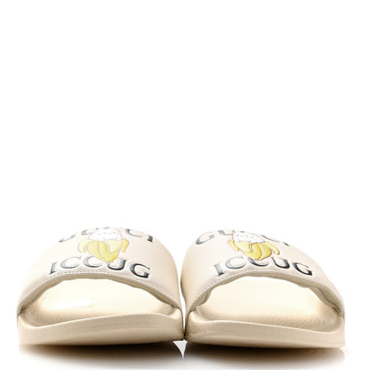 Gucci X BNF Nappa Pantoufle Bananya Womens Pool Slide Sandals 40 Mystic White 3 of 10