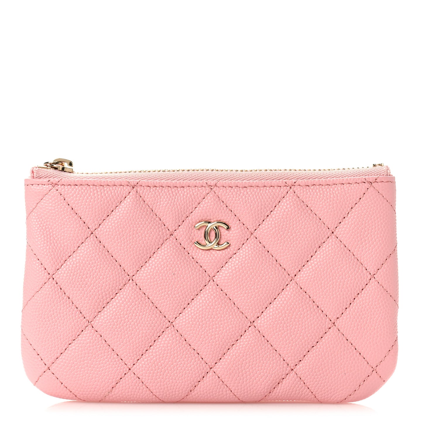 Caviar Quilted Small Cosmetic Case Light Pink