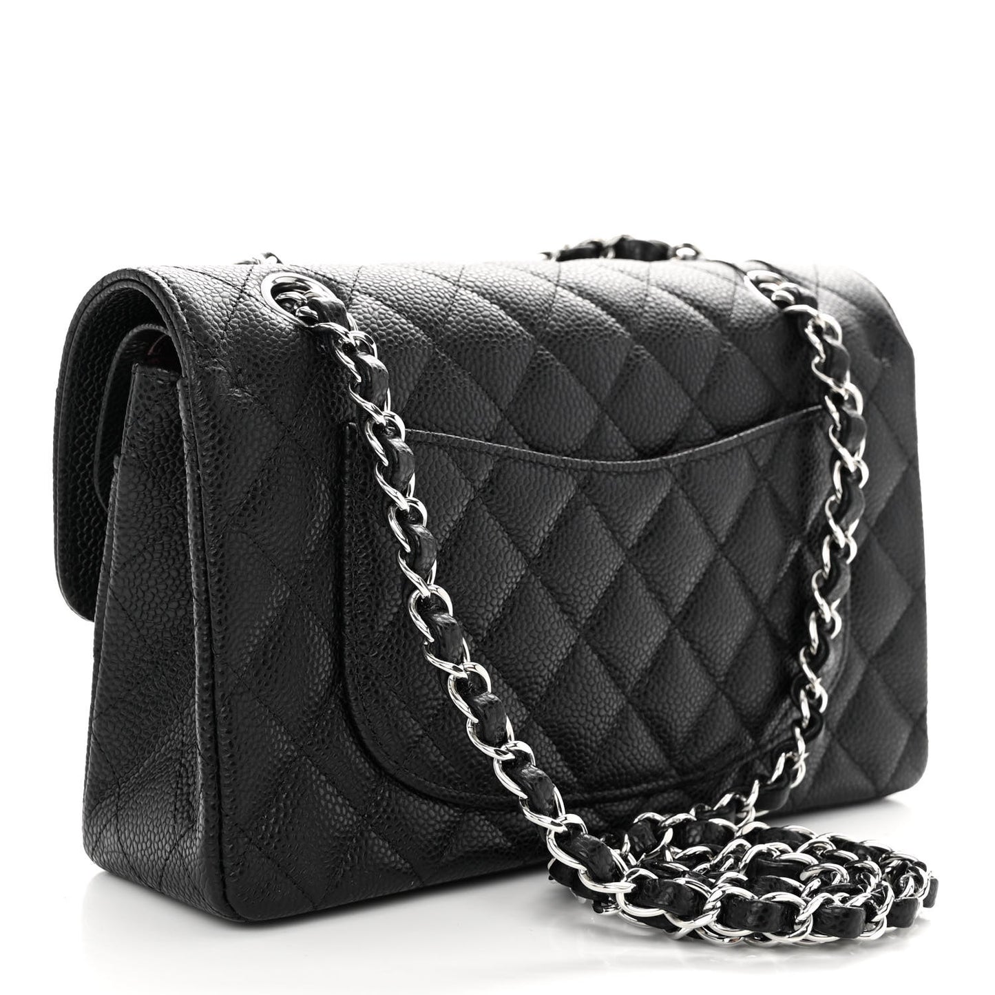 Caviar Quilted Small Double Flap Black