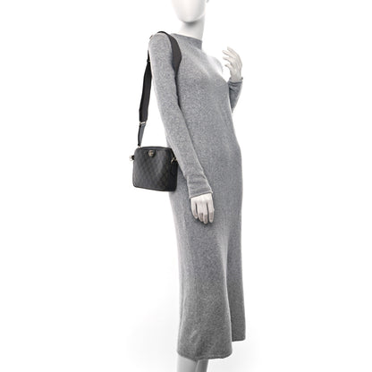 Gucci GG Supreme Monogram Textured Dollar Calfskin Web Ophidia Wristlet Shoulder Bag Grey Black Graphite Grey 3 of 9