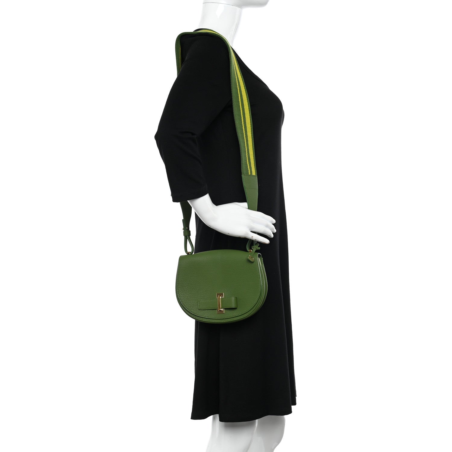 Delvaux Crispy Calfskin Mini Le Mutin Saddle Bag Green 2 of 10