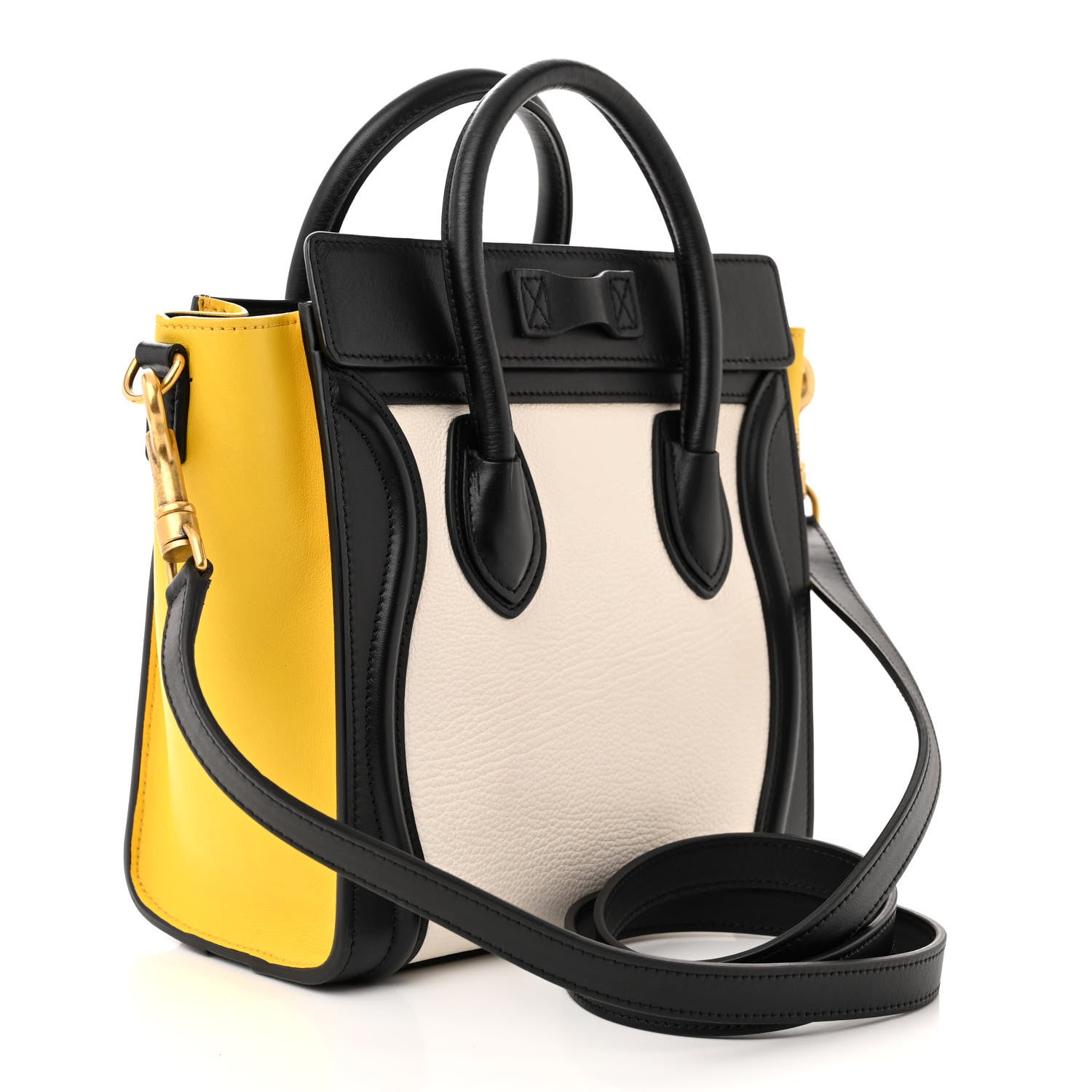 Celine Elephant Calfskin Nano Tri-Color Luggage Yellow 3 of 9