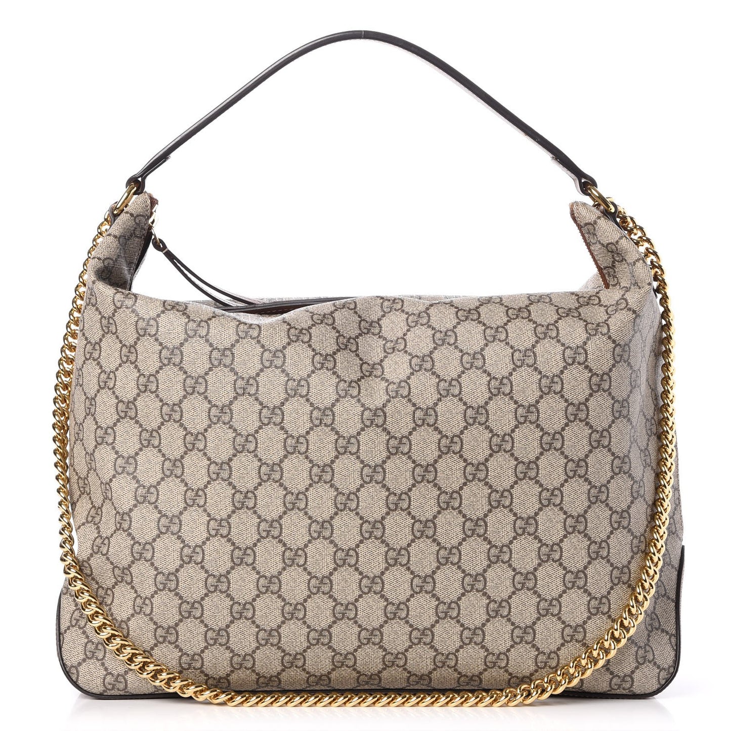 GG Supreme Monogram Large Linea A Hobo Light Brown
