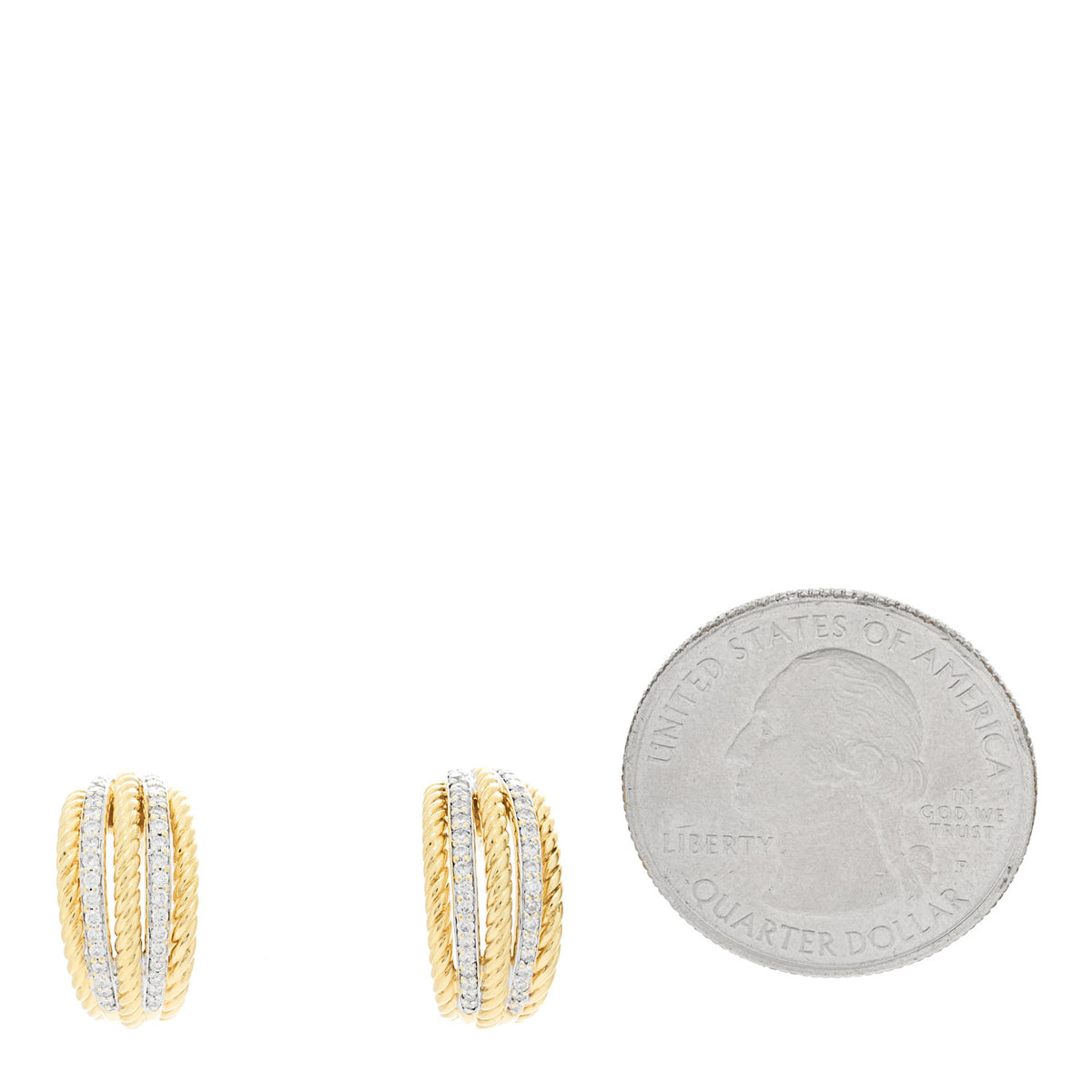 David Yurman 18K Yellow Gold Diamond Lantana Cable Earrings 2 of 4