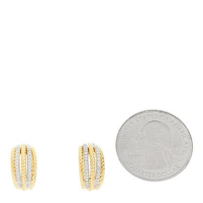 David Yurman 18K Yellow Gold Diamond Lantana Cable Earrings 2 of 4
