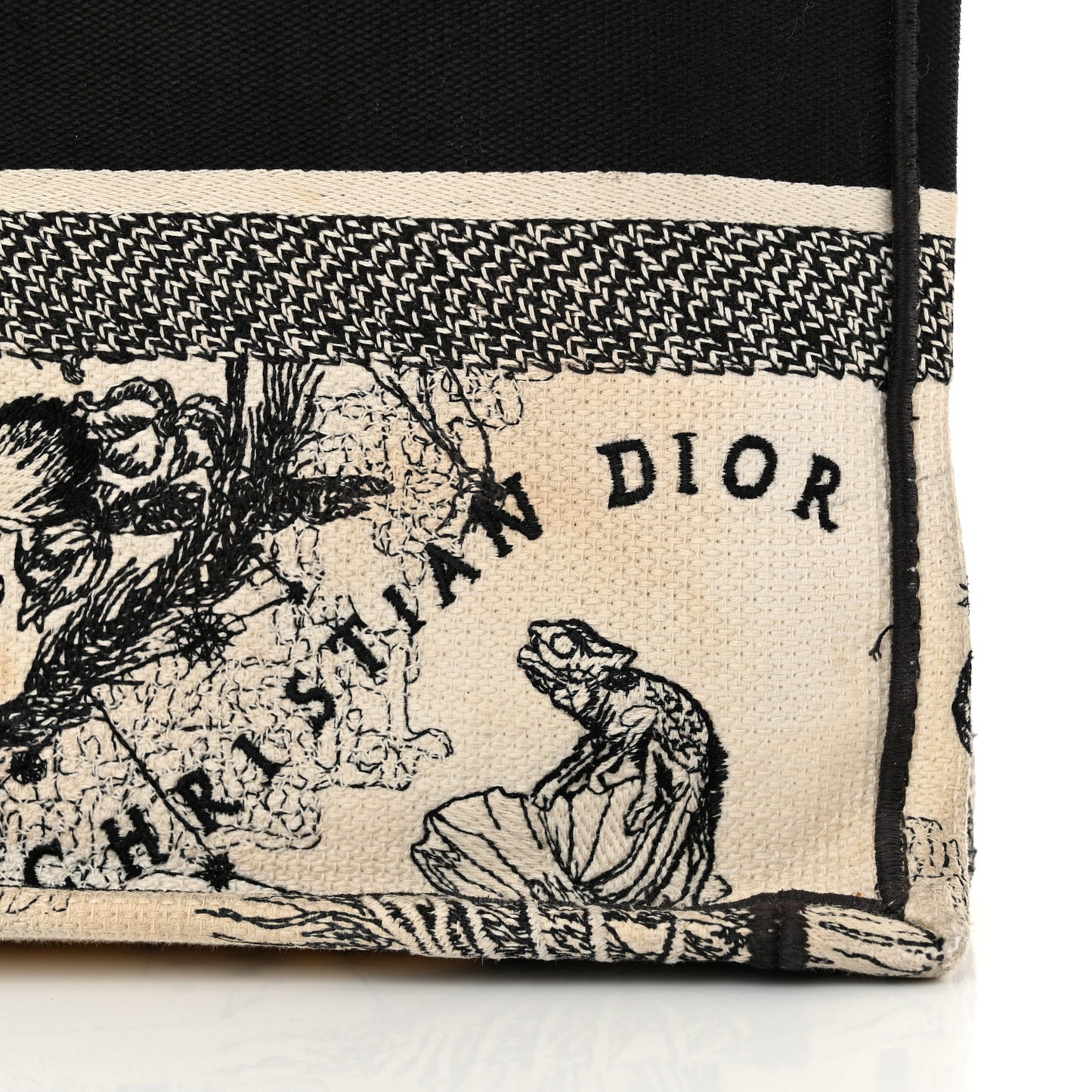 Canvas Zodiac Toile De Jouy Embroidered Medium Book Tote Latte