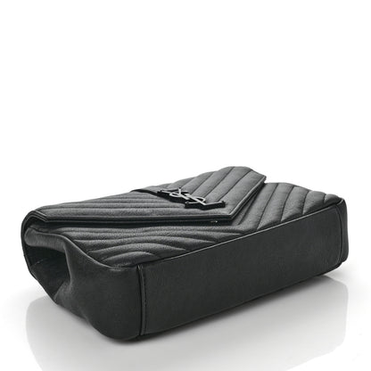 Saint Laurent Sheepskin Matelasse Chevron Monogram Monochrome Medium College Bag Black 4 of 8