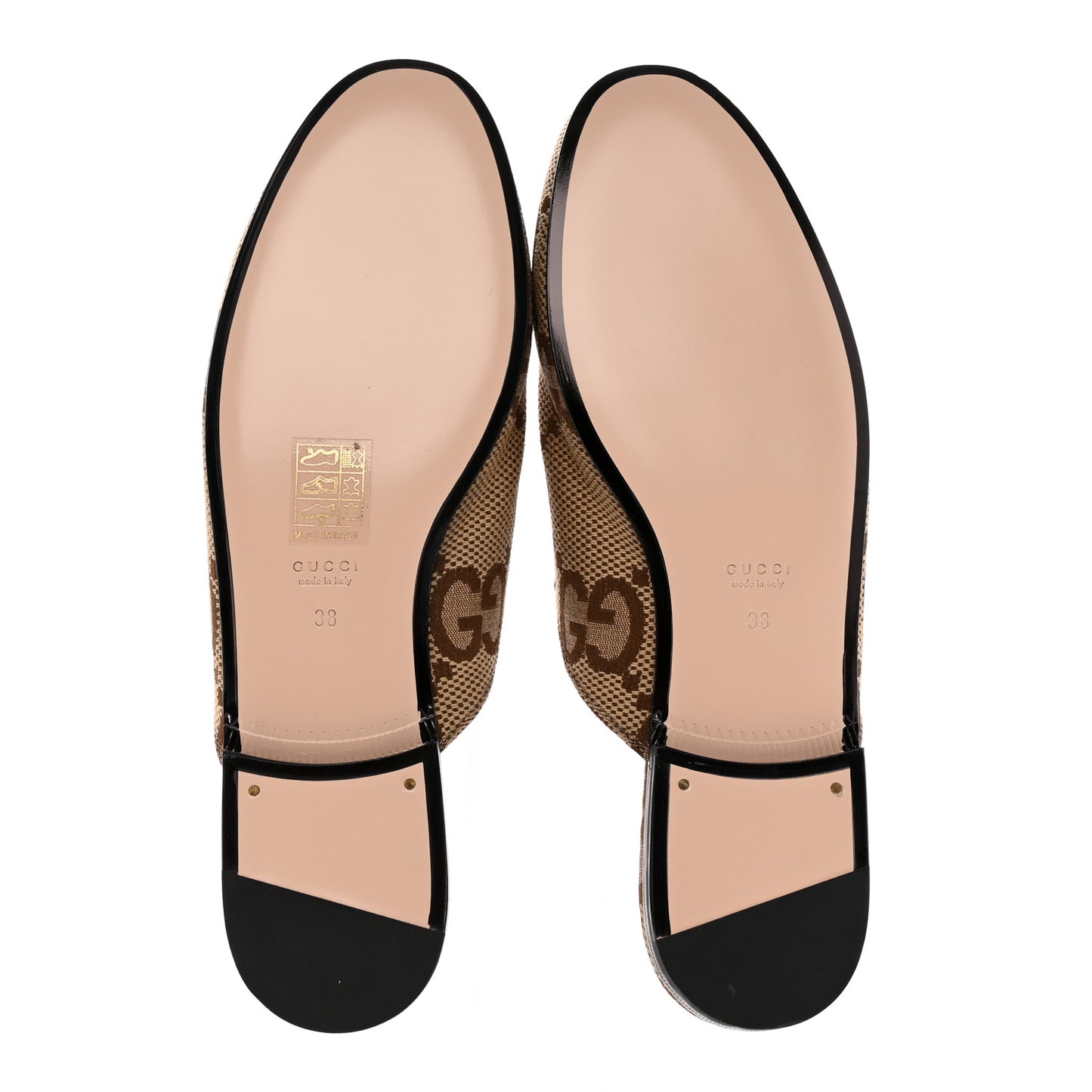 Monogram Jumbo GG Malaga Kid Womens Princetown Slippers 38 Camel Ebony New Acero Beige