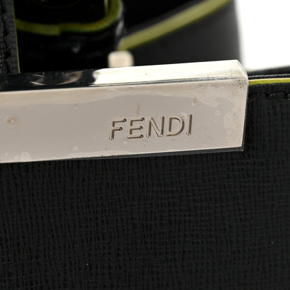 Fendi Vitello Elite Shearling Block Letter Petite 2Jours Tote Black 13 of 15