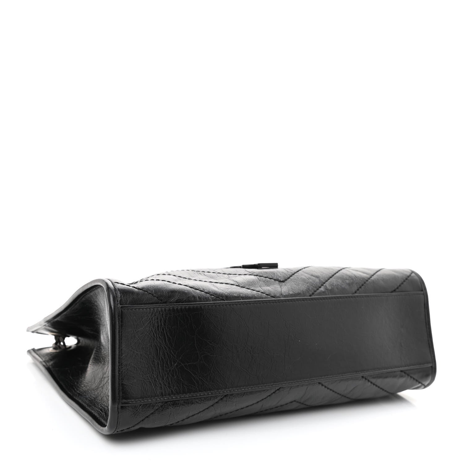 Saint Laurent Crinkled Calfskin Matelasse Monogram Medium Niki Shopper Tote Black 4 of 8