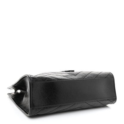 Saint Laurent Crinkled Calfskin Matelasse Monogram Medium Niki Shopper Tote Black 4 of 8