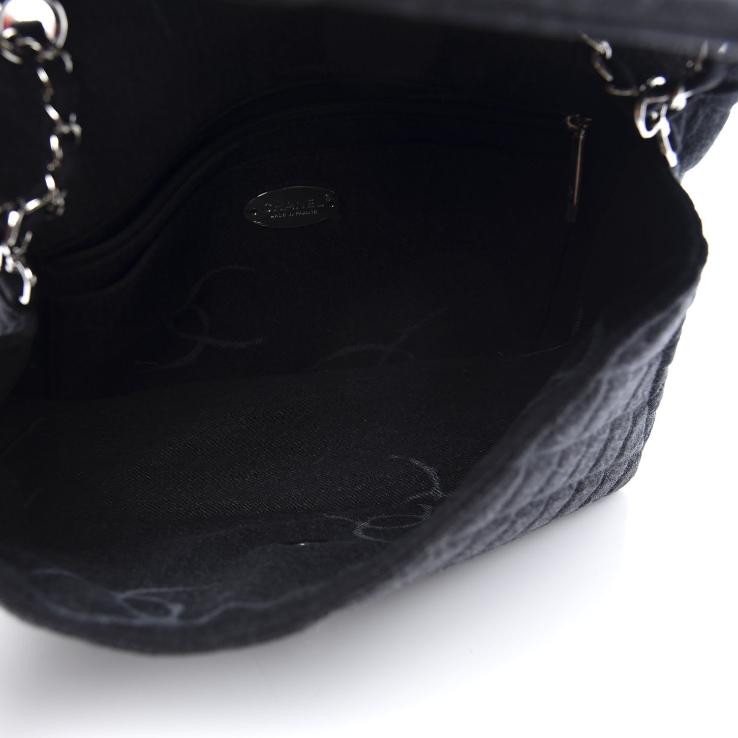 Chanel Denim Quilted CC Print Jumbo Single Flap Black 5 of 11