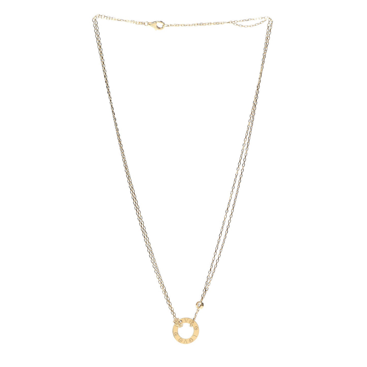 18K Yellow Gold 2 Diamond LOVE Necklace
