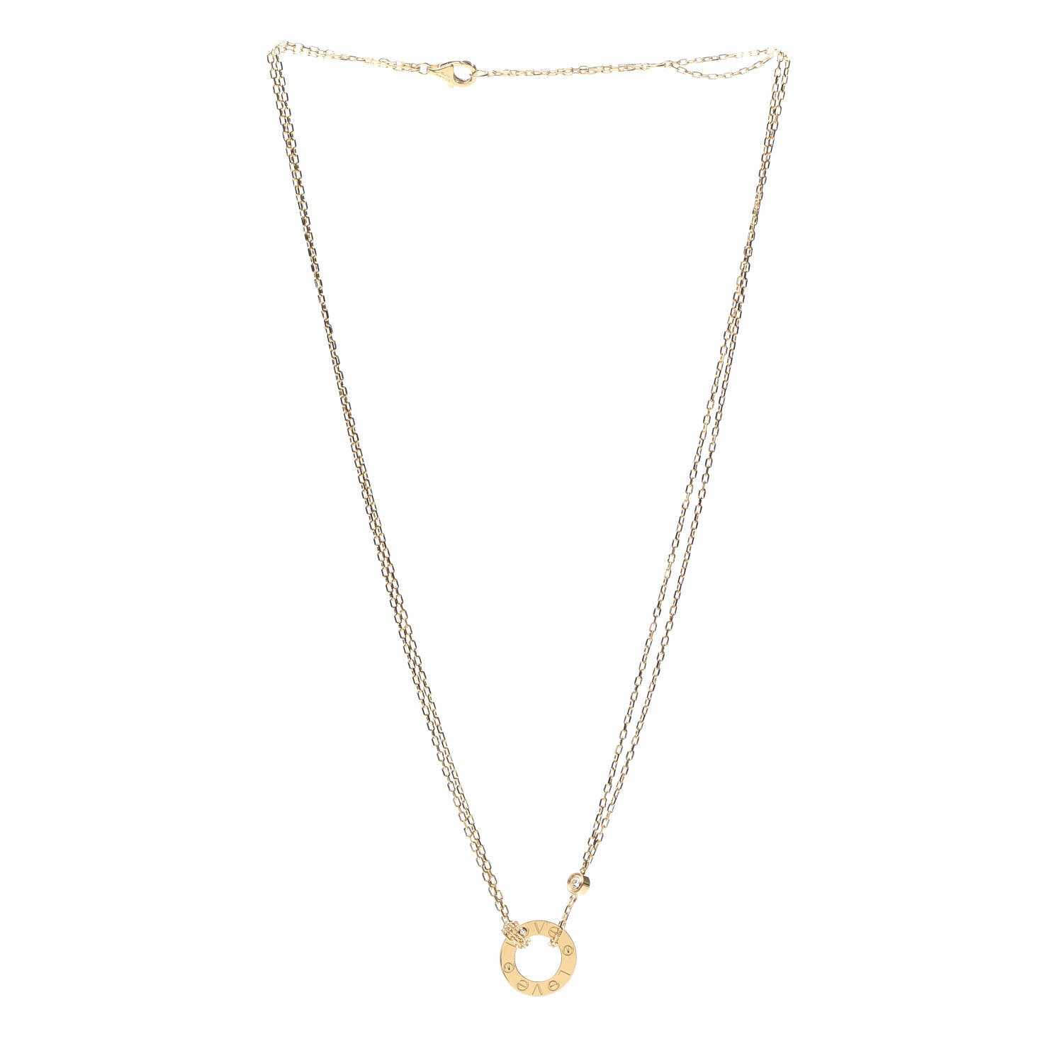 Cartier 18K Yellow Gold 2 Diamond LOVE Necklace 3 of 6