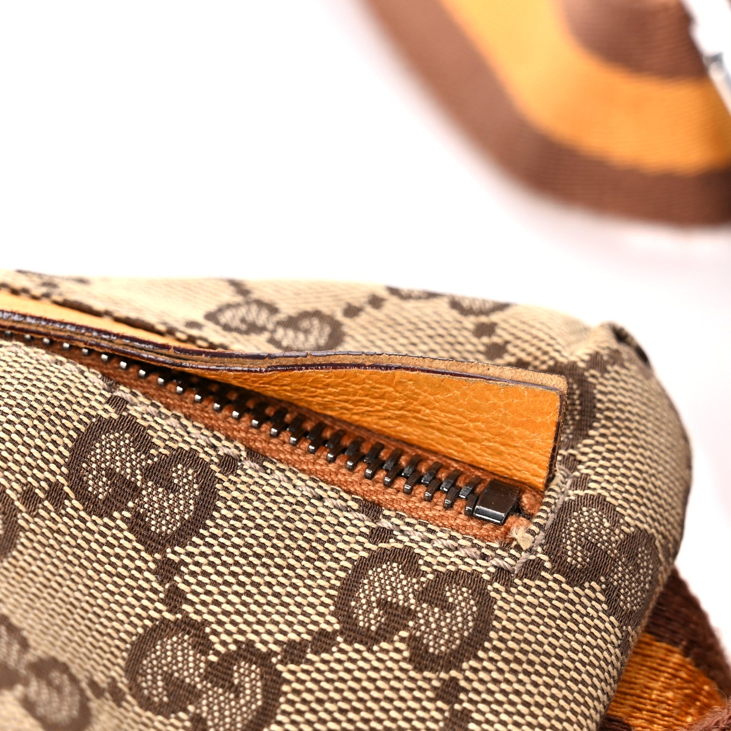 GG Monogram Web Double Pocket Belt Bag Yellow