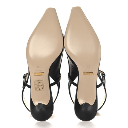 Gucci Malaga Kid Zumi Low Heel Slingback Pumps 35 Black 6 of 11