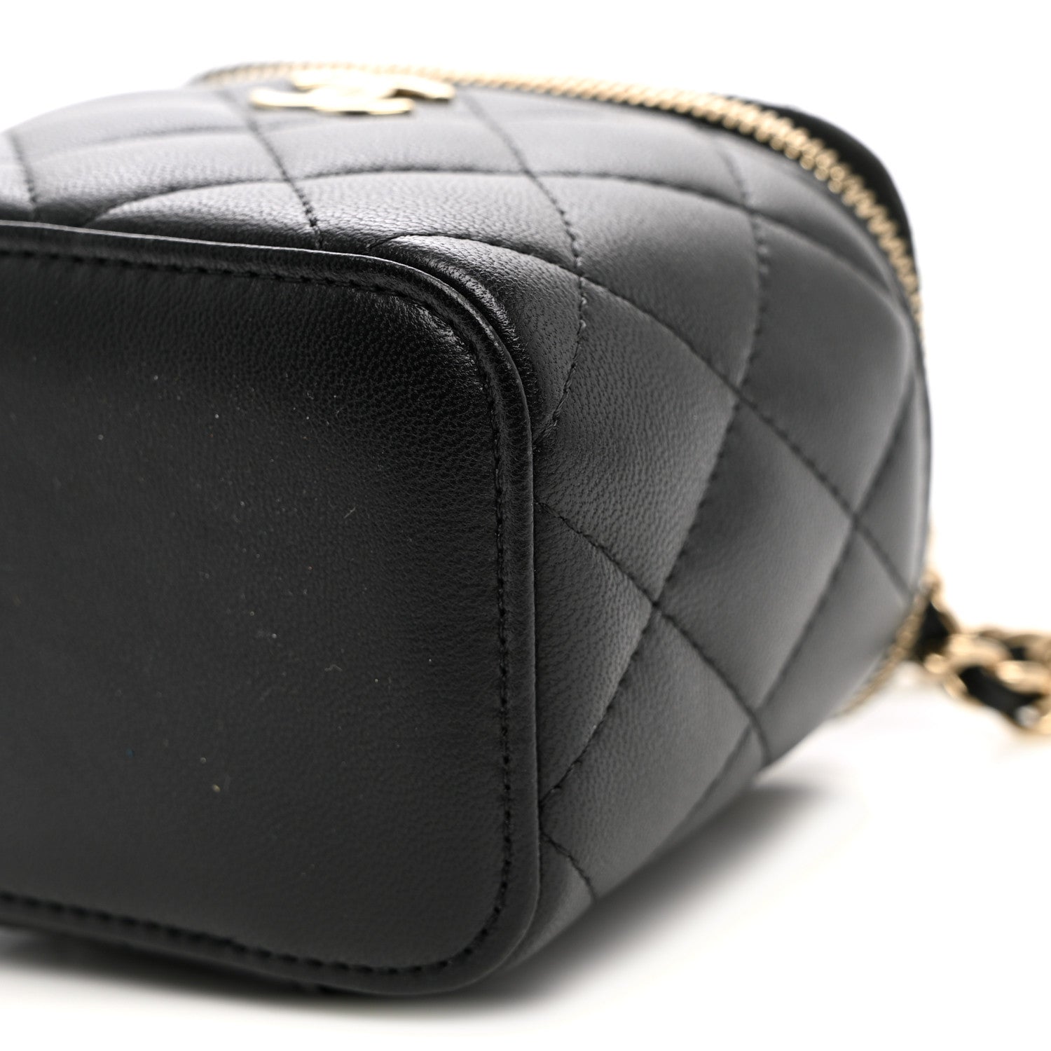 Chanel Lambskin Quilted Top Handle Mini Vanity Case With Chain Black 10 of 12