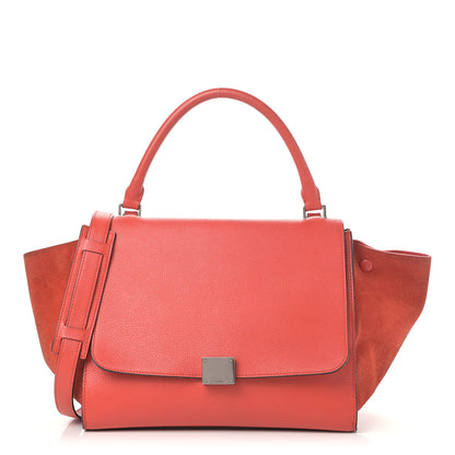 Celine Drummed Calfskin Suede Medium Trapeze Coquelicot 1 of 12