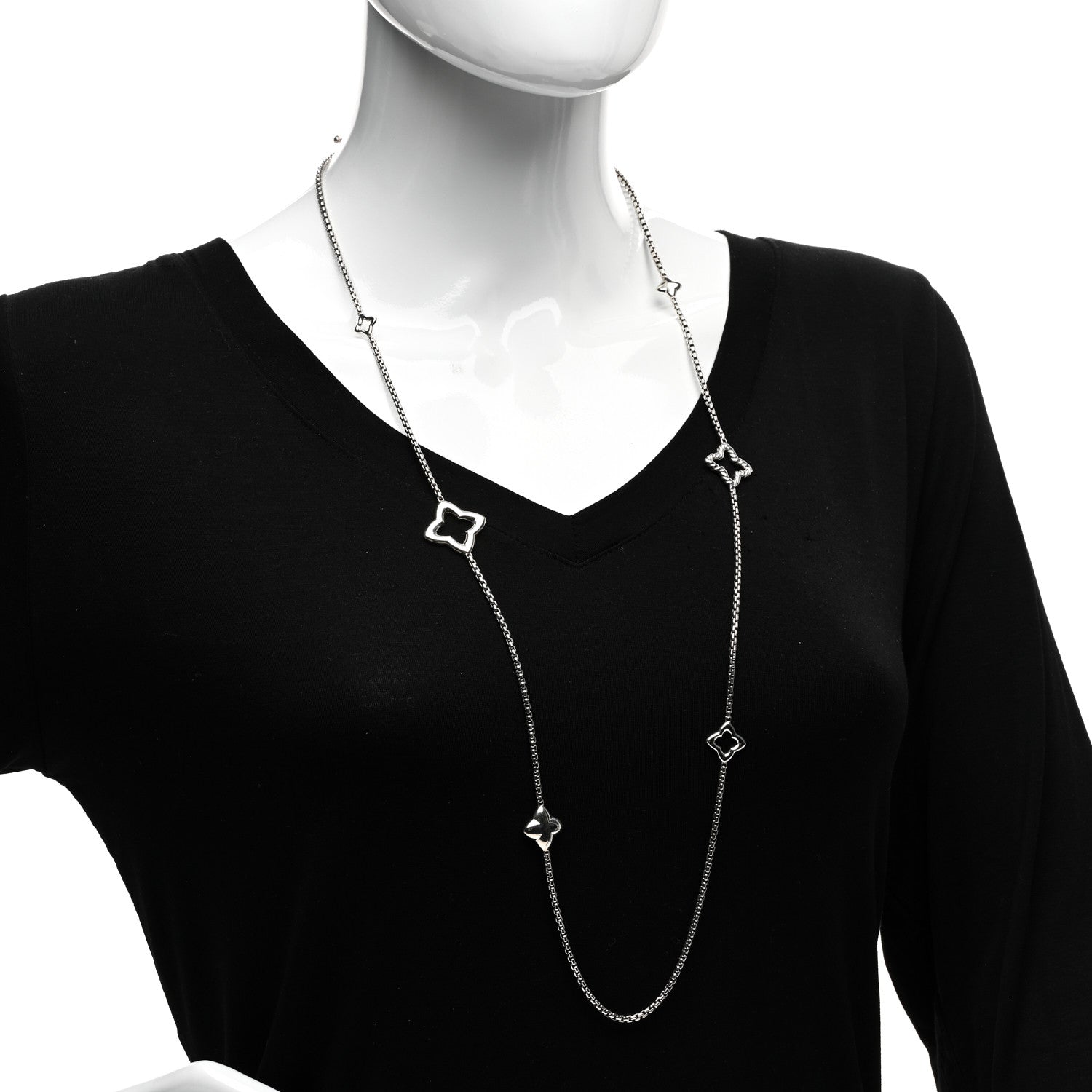 David Yurman Sterling Silver 25mm Quatrefoil Chain Necklace 2 of 4