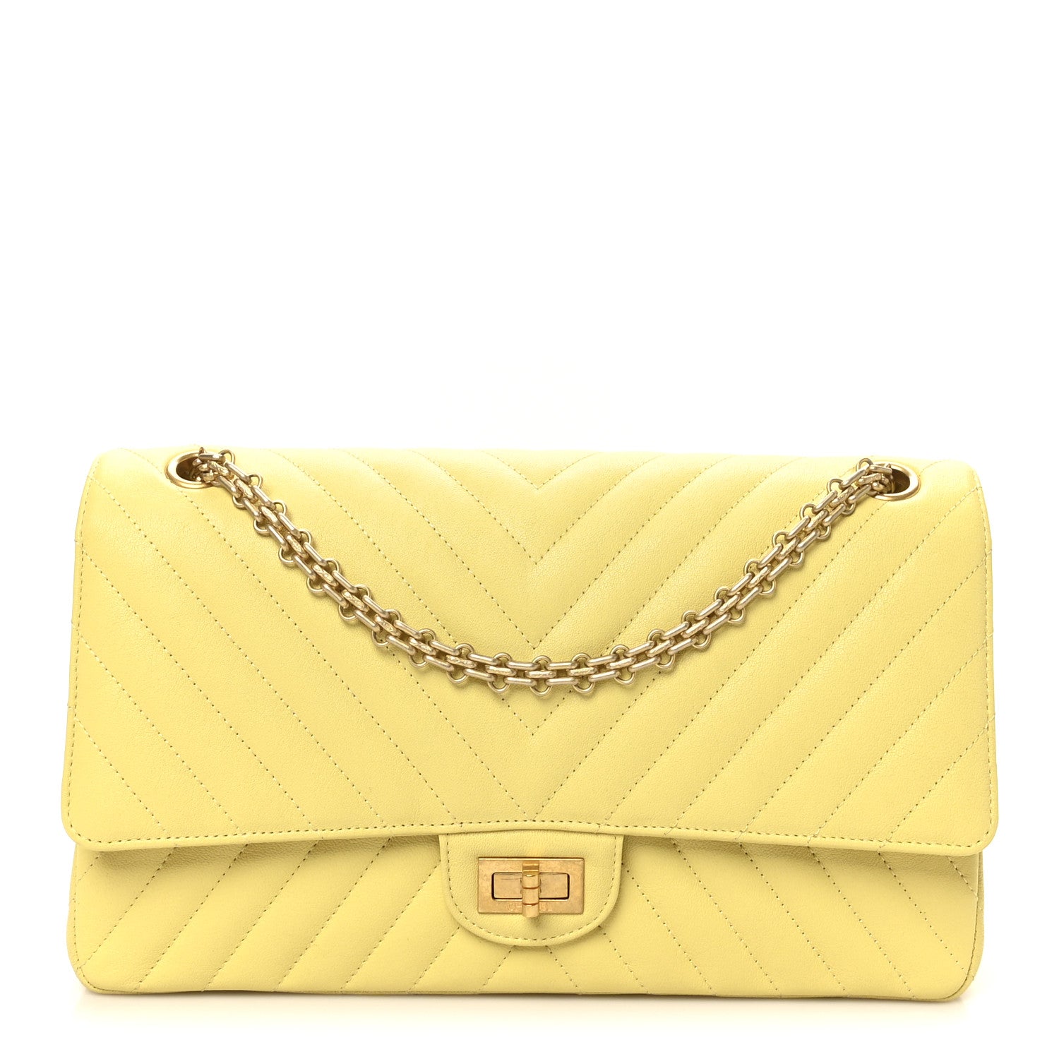 Chanel Sheepskin Chevron Quilted 2.55 Reissue 226 Flap Yellow 1 of 10