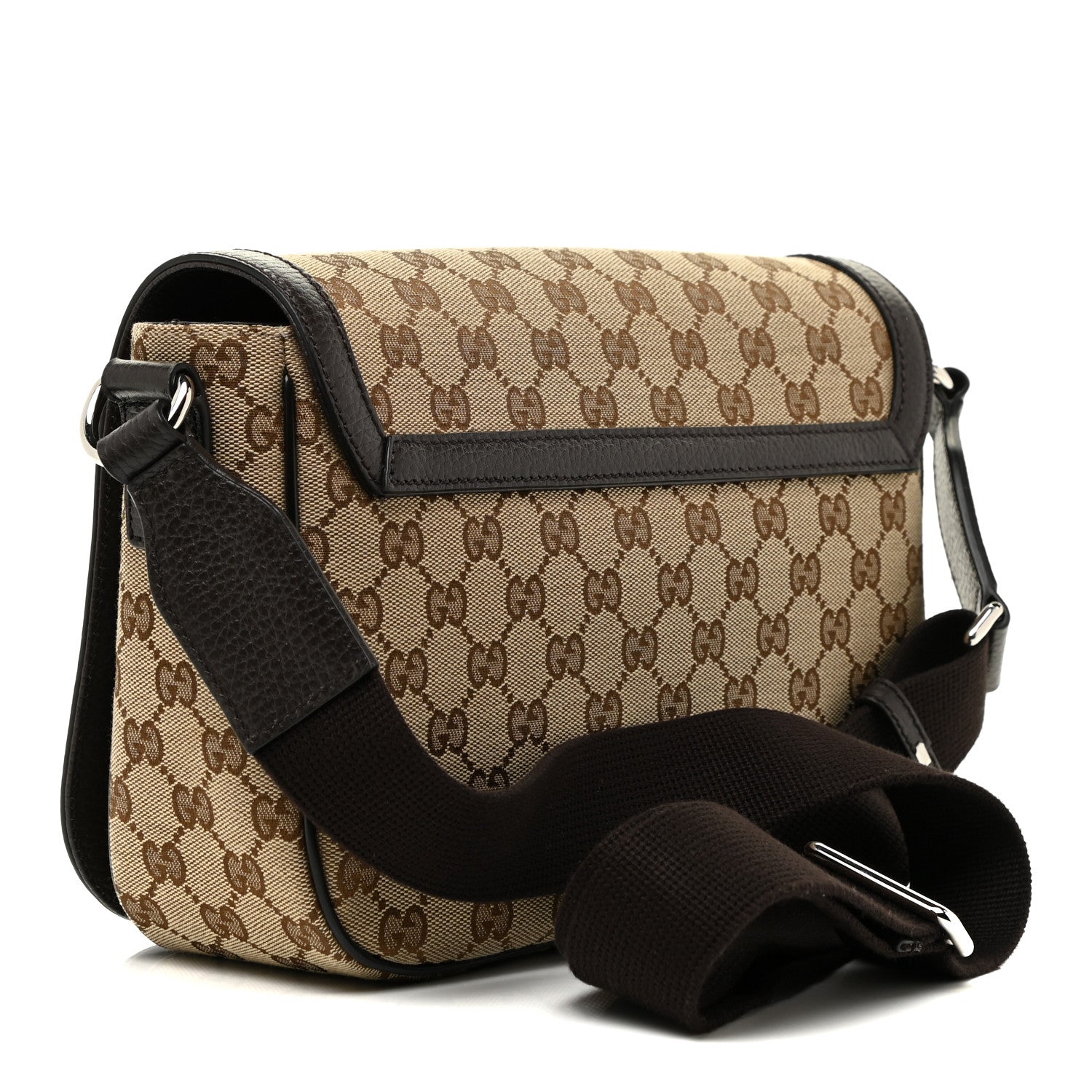 Gucci Monogram Flap Messenger Bag Beige Dark Brown 3 of 10